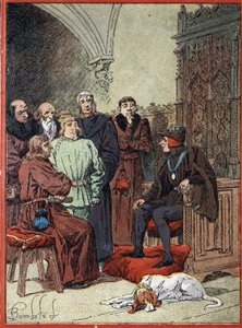 Kong Ludvig XII av Frankrike (1462-1515) mottar borgerskapet i Paris i parloir aux bourgeois, første rådhus i Paris 26.11.1514 (kongen av Frankrike Ludvig XII mottar i "" Parlor of Burgesses"", først rådhuset i Paris representantene for