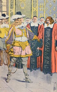 Ludvig XIV på besøk i det franske parlamentet, illustrasjon fra 