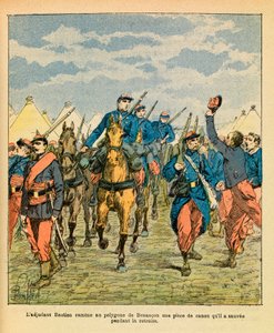 The Eastern Armee of Eugene Sergeant, dit Grenest, illustrert av Louis Bombled (1862-1927) (fransk-tyske krig; kampanje 1870 -1871): Warrant Officer Bastien fra den 32. mars, brakte et stykke tilbake til Besancon-polygonet av kanon som han reddet duri av Louis Charles Bombled