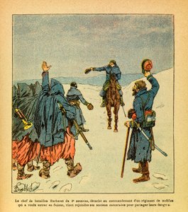 The Eastern Armee of Eugene Sergeant, kjent som Grenest, illustrert av Louis Bombled (1862-1927) (fransk-tyske krig; kampanje 1870 -1871): Lederen for Barberet-bataljonene til 4. Zouaves, løsner for å kommandere et regiment av mobil som ville av Louis Charles Bombled