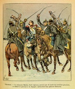 The Eastern Armee of Eugene Sergeant, kjent som Grenest, illustrert av Louis Bombled (1862-1927) (fransk-tyske krig; kampanje 1870 -1871): Under slaget ved Villersexel, slagskipet Marlier fra det 5. regimentet omringet av prøysserne , fikk til av Louis Charles Bombled