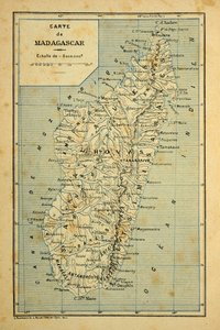 The War in Madagascar-Anecdotal History of the French Expeditions of 1885-1895 av Henri Galli dit Galllichet (1854-1922), illustrert av Louis Bombled (1862-1927): Kart over Madagaskar, privat samling av Louis Charles Bombled