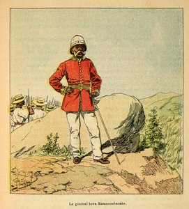 The War in Madagascar-Anecdotal History of the French Expeditions of 1885-1895 av Henri Galli dit Galllichet (1854-1922), illustrert av Louis Bombled (1862-1927): Portrett av general Hova Ramasombazaha, privat samling av Louis Charles Bombled