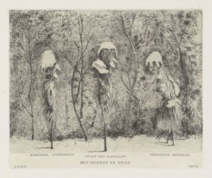 Fantasykomposisjon om den fransk-prøyssiske krigen Knivroser og hiver (tittel på objekt) av Louis Charles Hora Siccama