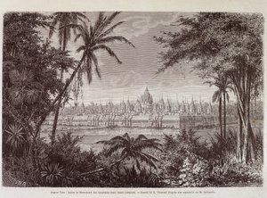 Utsikt over Angkor Thom rundt 1870 - i "" Voyage au Cambodia"" av Louis Delaporte, Paris