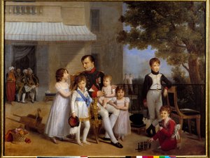 Keiser Napoleon I (1769-1821) omgir barna til familien sin på terrassen til slottet Saint Cloud i 1810 Maleri av Louis Ducis (1775-1847) 1810 Søn. 1,05x1,43 m
