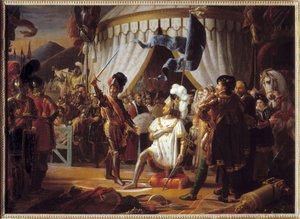Frans I av Frankrike ber om å bli riddet av Chevalier Bayard etter seier i slaget ved Marignano, Italia, 1515 -