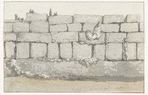 Eksteriør av ytterveggen til det gamle tempelet i den gamle byen Manduria Struktur eksteriør av mur eksteriør av láncienne Mandurie Voyage en Italy, og Sicile et à Malte - 1778 (serietittel)