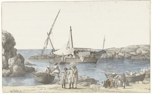 Utsikt over Taranto en havn av Luogo Vivo Utsikt over Tarentin-bygningen vår og havnen til forrige nr. jording (tittel på objekt) Reiser i Italia, Sicilia og Malta- 1778 (serietittel)