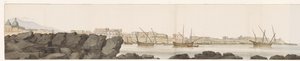 Utsikt over havnen i Catania Vue du Port de Catane (tittel på objekt) Voyage en Italy, og Sicile et à Malte - 1778 (serietittel) av Louis Ducros