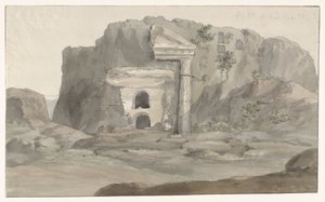 Morminte cu o fațadă în stil doric săpate în stâncă lângă Siracuza Voyage en Italie, en Sicile et à Malte - 1778 (titlul seriei) norvegian av Louis Ducros