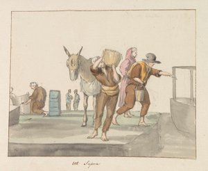Tradisjonelle kostymer fra øya Gozo Costume de Ghozo (tittel på objekt) Voyage en Italy, og Sicile et à Malte - 1778 (serietittel) av Louis Ducros