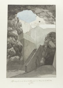 Bemerkelsesverdige lavasteiner fra 1669 ved bymurene i Catania Effet singular de la lave de 1669 près des mur de Catane (tittel på objekt) Voyage en Italy, og Sicile et à Malte - 1778 (serietittel) av Louis Ducros