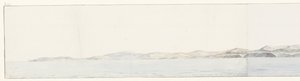 Panorama setter Agrigento i de kust Fjern utsikt over byen Girgenti og kysten (tittel på objekt) Reiser i Italia, Sicilia og Malta - 1778 (serietittel) av Louis Ducros