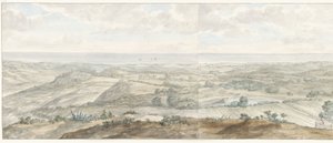 Panorama fra Collis Minervalis Generell visning tatt fra toppen av Collis Minervalis (tittel på objekt) Reiser i Italia, Sicilia og Malta - 1778 (serietittel) av Louis Ducros