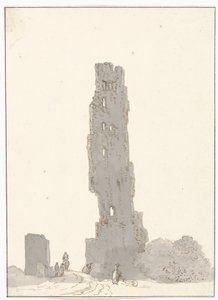 Ruïne av toren langs den store veien mellom Terracina og Fondi Torre delle sette facciate på hovedveien mellom Terracina og Fondi (tittel på objekt) Tur til Italia, Sicilia og Malta - 1778 (serietittel)
