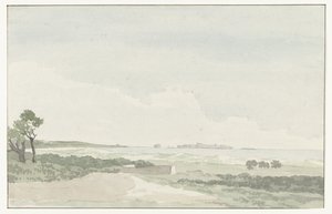 Vergezicht med de stad Gallipoli Fjern utsikt over byen Gallipoli (tittel på objekt) Reiser i Italia, Sicilia og Malta - 1778 (serietittel) av Louis Ducros