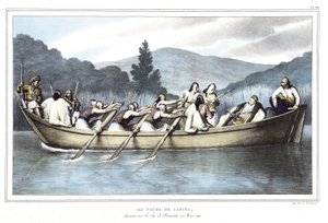 Ali Pasha de Janina (1741-1822), på jakt ved Butrintosjøen i mars 1819. i "" Reisen til Athen og Konstantinopel, eller samling av greske og osmanske portretter, utsikter og kostymer, malt på steder etter naturen, litografier og farger av Louis Dupre av Louis Dupré