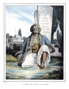 The Guardian of the Seals of Ali Pasha de Janina (1741-1822), i "" Voyage a Athenes and a Constantinople, eller samling av greske og osmanske portretter, utsikter og kostymer, malt på natursteder, litografier og farger av Louis Dupre (1789-1837) pu av Louis Dupré