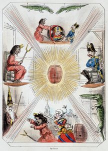 Tønnen - Litografi, fra Theatre des marionnettes du jardin des Tuileries, tekst og tegning av Louis Edmond Duranty (1833-1880), Paris av Louis Edmond Duranty
