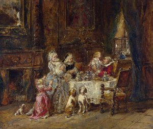 Isabey, Louis Gabriel Eugene (1803-1886) Bestefars bursdag Olje på tre 1866 National Gallery, London 24,1x28,9