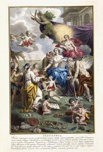 Industry, Frontispice fra "The Most Accurate Description of the Natural Treasures", 1734-1765 av Louis Fabricius Dubourg