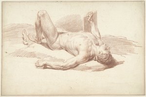 Naken mann, liggende på ryggen av Louis Fabritius Dubourg