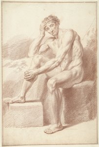 Naken mann, sittende med bøyde knær av Louis Fabritius Dubourg