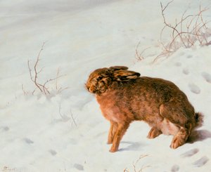 Hare i snøen, 1875 av Louis Ferdinand von Rayski