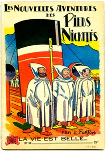 Omslag til et tegneseriealbum: Les Nouvelles Adventures des Pieds Nickeles, La vie est belle, n.10 (farge litho) av Louis Forton