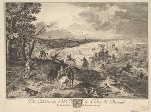 Robbery on a Road etter et maleri i samlingen til Duc de Choiseul, 1771. av Louis Germain