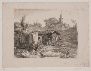 Landskap med vannmølle av Louis Gurlitt