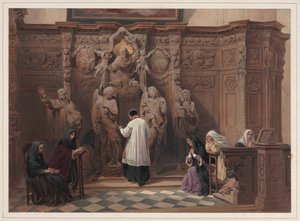 Confessional, St. Paul Church, Antwerpen, 1838. av Louis Haghe