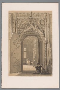 Dør til fyrstekammeret i Hohensalzburg Entrée de la salle des princes a Hohensaltzbourg (tittel på objekt) av Louis Haghe