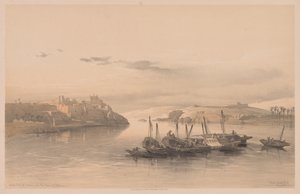 Egypt og Nubia: bind II - nr. 28, generell syn på Asouan og øya Elephantine av Louis Haghe