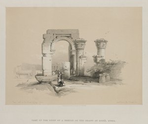 Egypt og Nubia, bind II: Ruiner - tempel på øya Biggeh, Nubia, 1847. av Louis Haghe