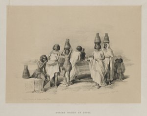 Egypt og Nubia, bind I: Nubian Women at Kortie, on the Nile av Louis Haghe