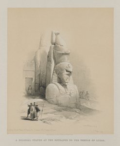 Egypt og Nubia, bind I: En av to kolossale statuer av Rameses II. Inngang til Luxor-tempelet av Louis Haghe