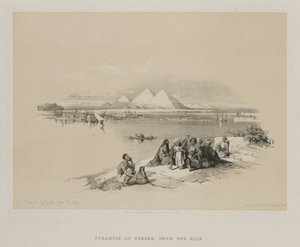Egypt og Nubia, bind I: Pyramids of Geezeh, fra Nilen, 1846. av Louis Haghe