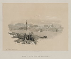 Egypt og Nubia, bind I: Ruinene av Luxor fra sørvest, 1846. av Louis Haghe