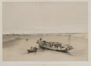 Egypt og Nubia, bind I: View on the Nile Looking Towards the Pyramids of Dashour and Saccara, 184 av Louis Haghe