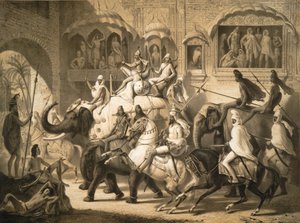 En gate i Lahore (mars 1842) av Louis Henri de Rudder