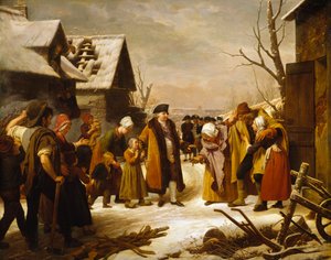 Louis XVI distribuerte almisser til de fattige i Versailles vinteren 1788