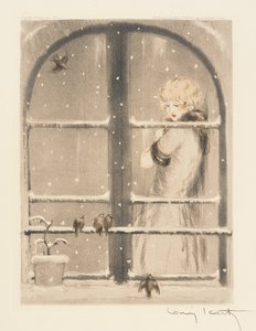 The Four Seasons: Winter, ca. 1928 (håndfarget tørrnipp og akvatint) (se også 745548-50) av Louis Icart