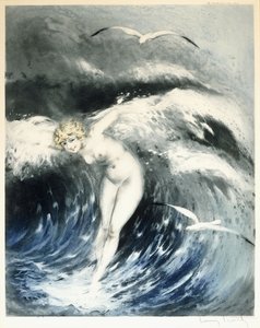 Venus i bølgene, ca. 1931 (fargetsing og tørrnipp)