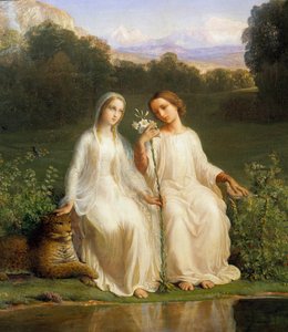 Sjelens dikt; Jomfruer. Maleri av Anne Francois Louis Janmot (1814-1892) av Louis Janmot