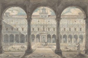 Cloister of the Certosa di San Martino, Napoli, ca.1777-1779. av Louis Jean Desprez