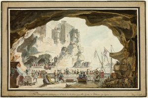 Utsikt over Grotta di Palazzo med bankett