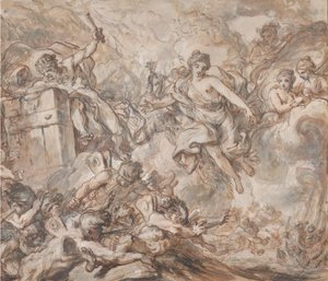 Juno beordret Aeolus til å slippe løs vindene, 1775. av Louis Jean Jacques Durameau