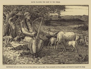 David spiller harpe på markene av Louis John Rhead
